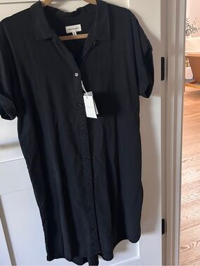 Thread & Supply Black Button-Front Collared Dress